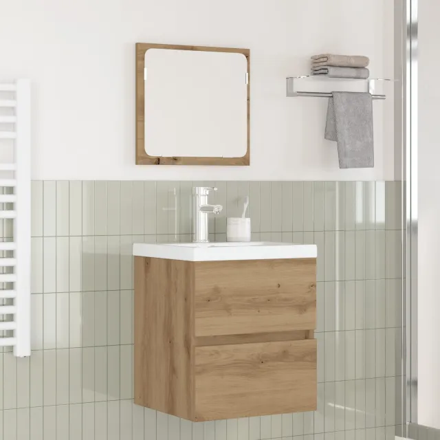 vidaXL Badkamermeubelset 2 st Ambachtelijke Eik en Wit 42 x 39 x 45 cm Zwart