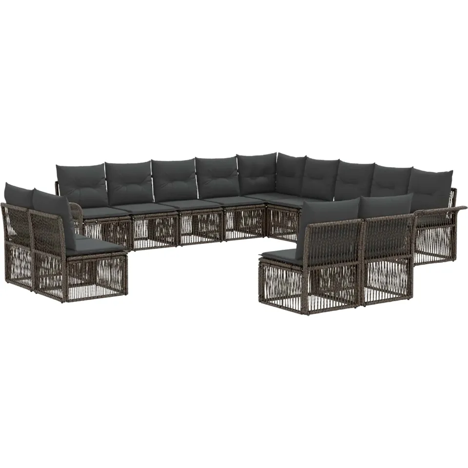 vidaXL Tuinbankenset 13 st 13-zits Grijs poly rattan, foto 3