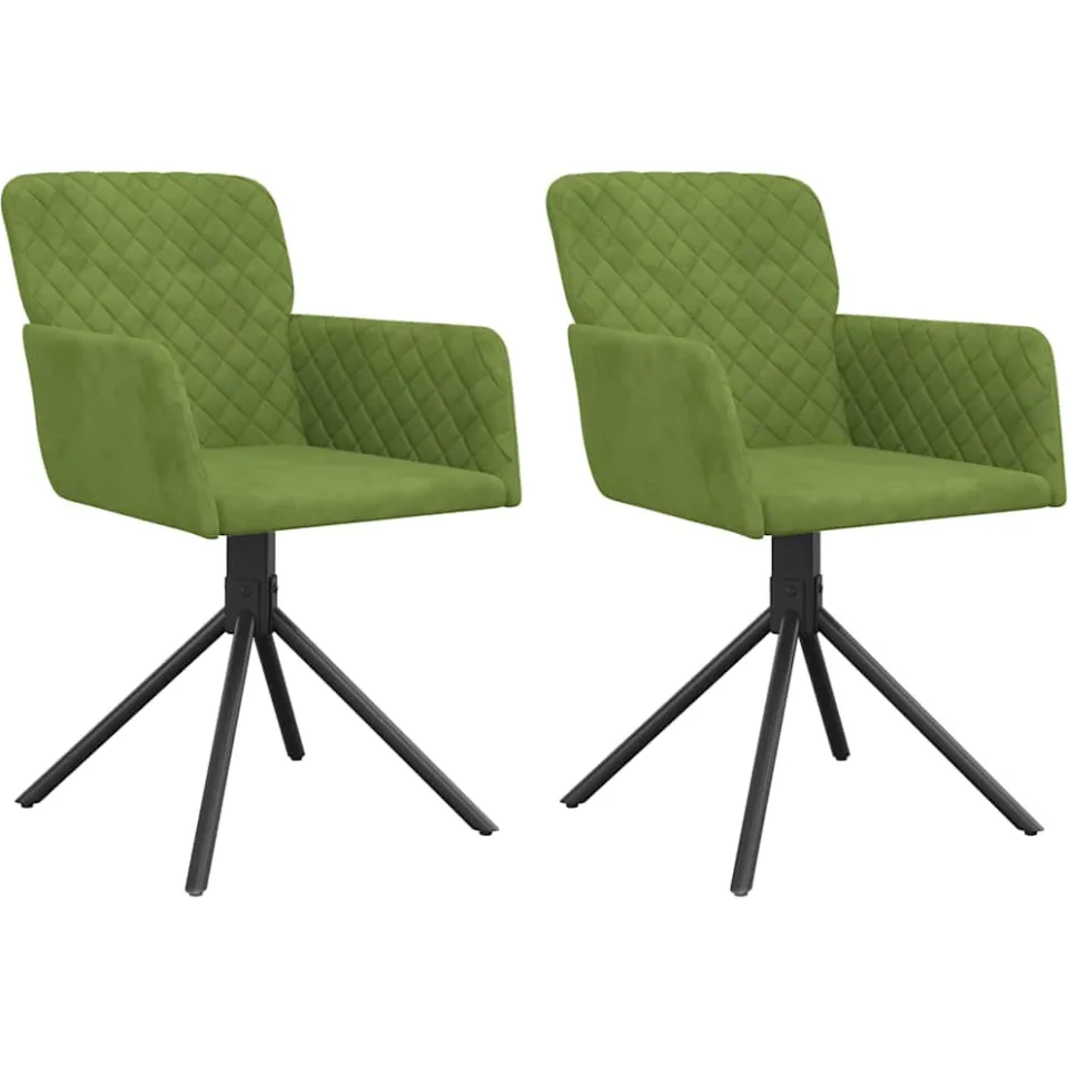 vidaXL Eetkamerstoelen draaibaar 2 st fluweel lichtgroen groen, foto 3