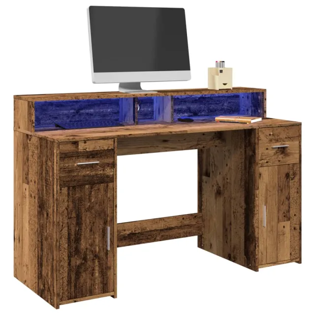 vidaXL Desk Oud hout 140 x 55 x 91 cm Engineered wood Bruin