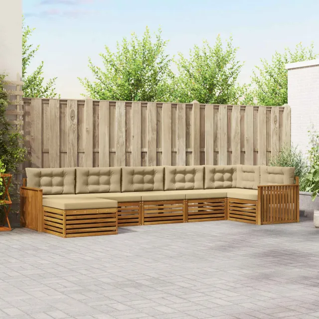 vidaXL Buiten bankenset 7 st 7-zits Natuurlijk en Beige