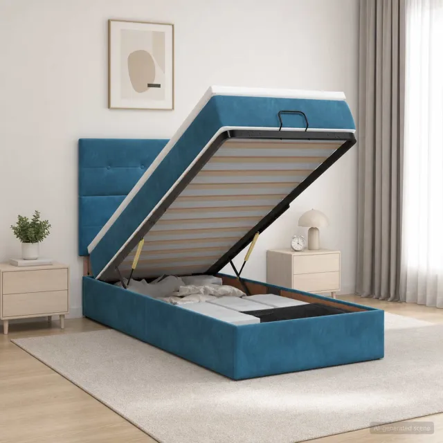 vidaXL Ottoman bed met matras Donkerblauw 80 x 200 cm Fluweel