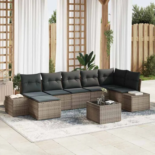 vidaXL Tuin Sofa Set 7 st Grijs poly rattan