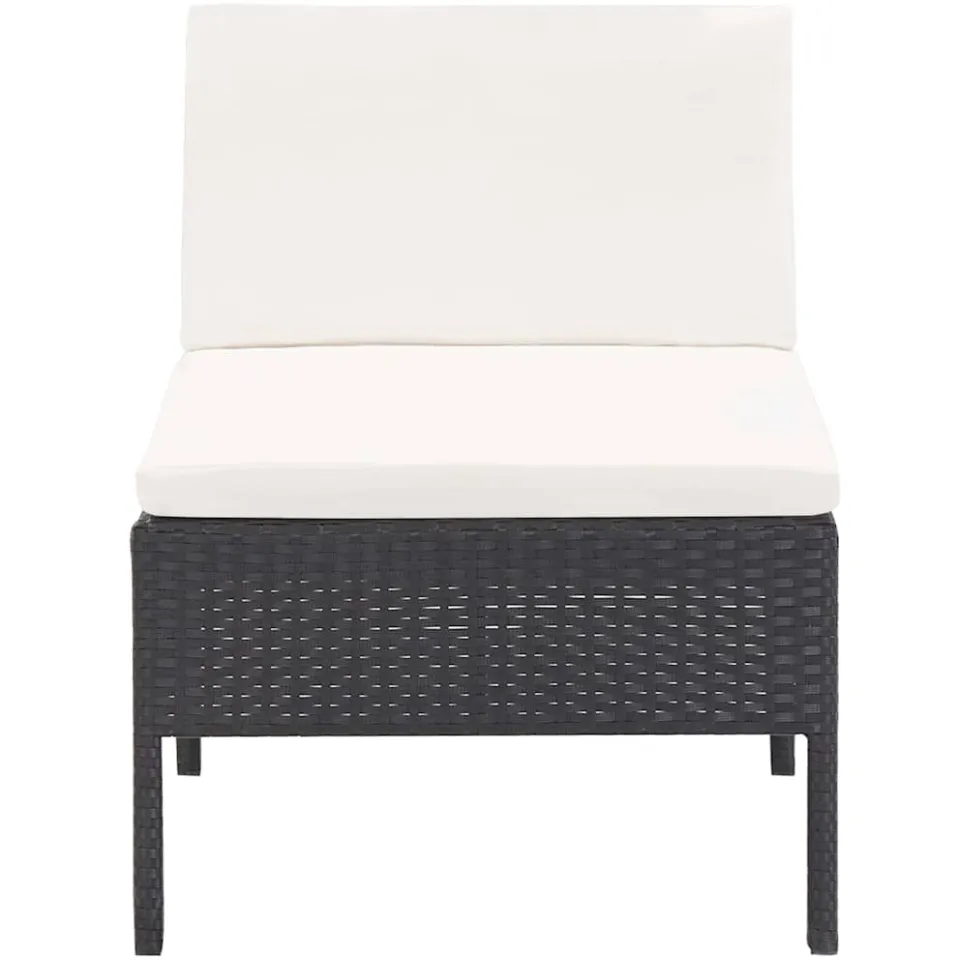 vidaXL 5-delige Loungeset met kussens poly rattan zwart, foto 4