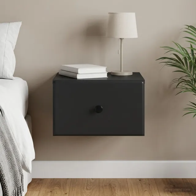 vidaXL Wandbeugel Bedkast Zwart 34,5 x 33 x 20 cm Bewerkt hout, foto 2