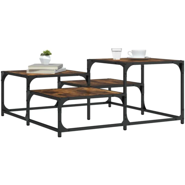 vidaXL Salontafel 87,5x87,5x40 cm bewerkt hout gerookt eikenkleurig Bruin