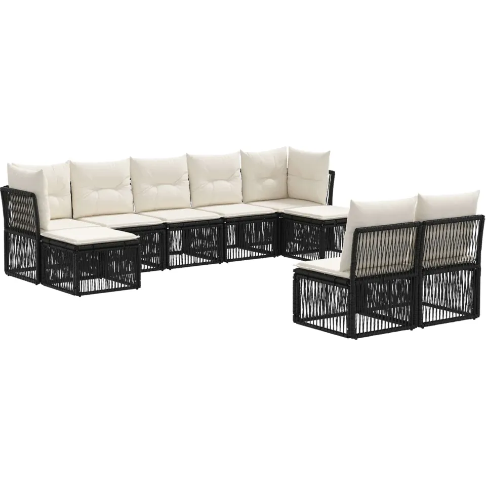 vidaXL Tuinbankenset 9 st 9-zits Zwart poly rattan, foto 3
