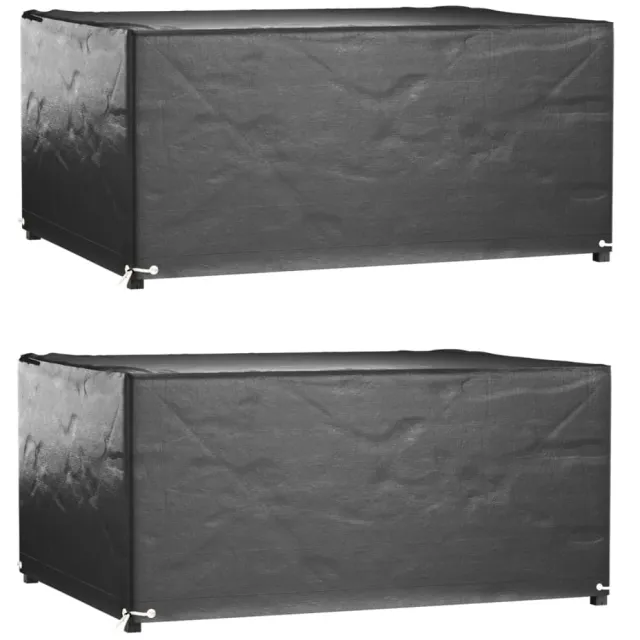 vidaXL Tuinmeubelhoezen 2 st 8 oogjes rechthoekig 180x135x80 cm Zwart