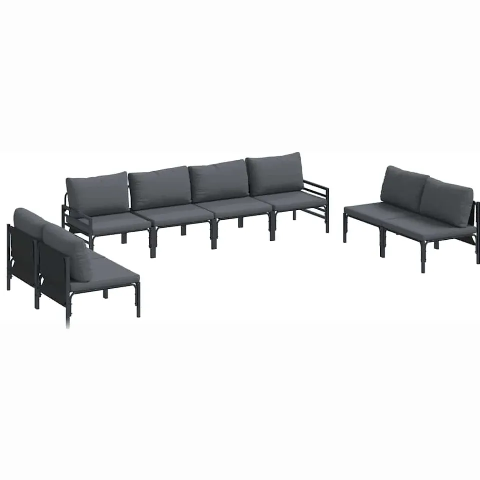vidaXL Tuinbankenset 8 st Zwart Staal