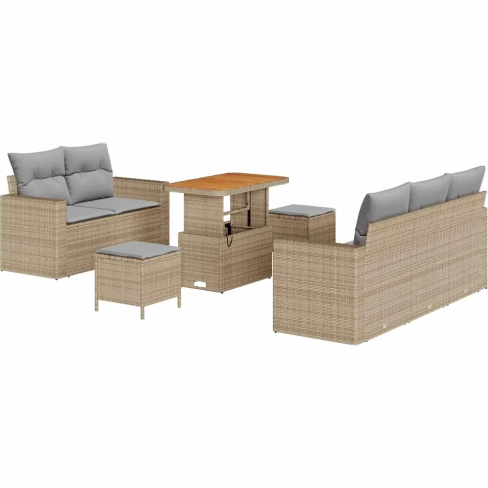 vidaXL Tuin Sofa Set 8 st Beige poly rattan
