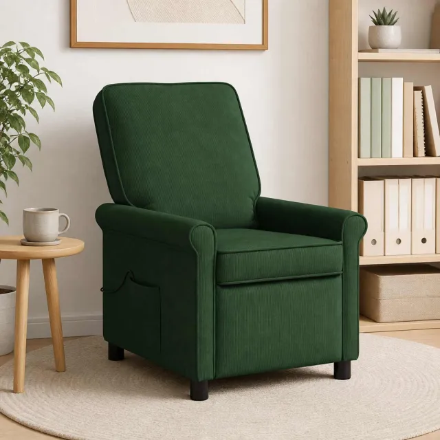 vidaXL Massage-relaxstoel Donkergroen 69 x 95 x 101 cm Stof bosgroen, foto 2