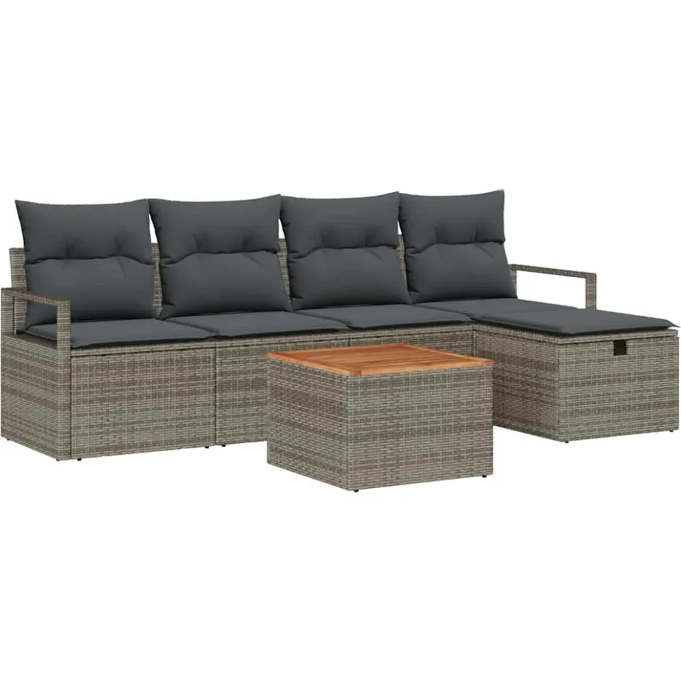 vidaXL Tuinbankenset 6 st Grijs poly rattan