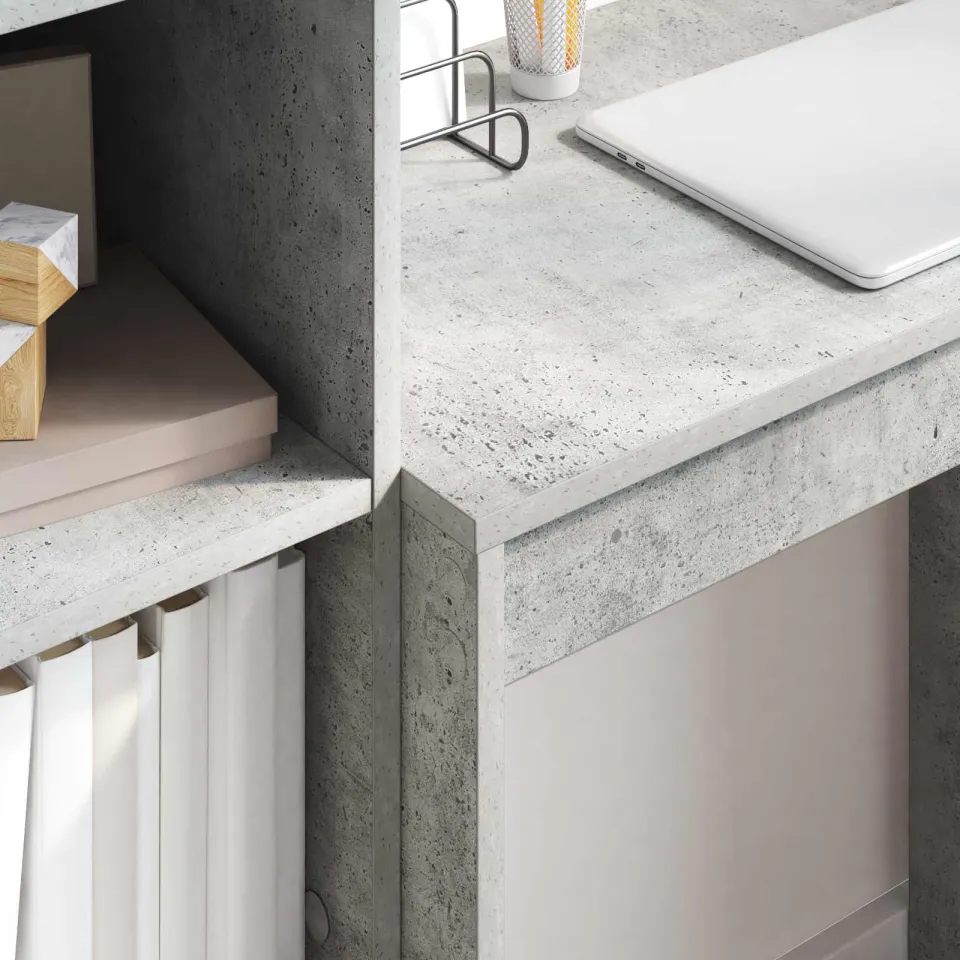 vidaXL Bureau Beton Grijs 105,5 x 34 x 127 cm 2 st, foto 3
