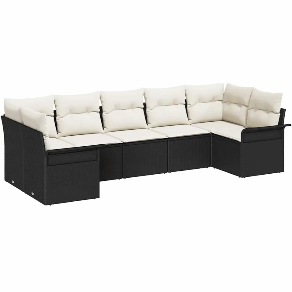 vidaXL Tuin Sofa Set 7 st Zwart poly rattan