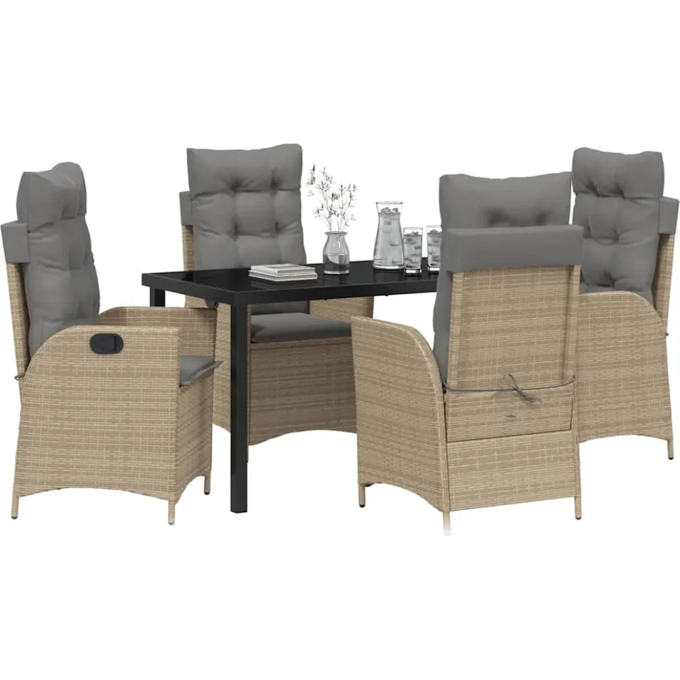 vidaXL Tuin eettafelset 5 st Beige poly rattan