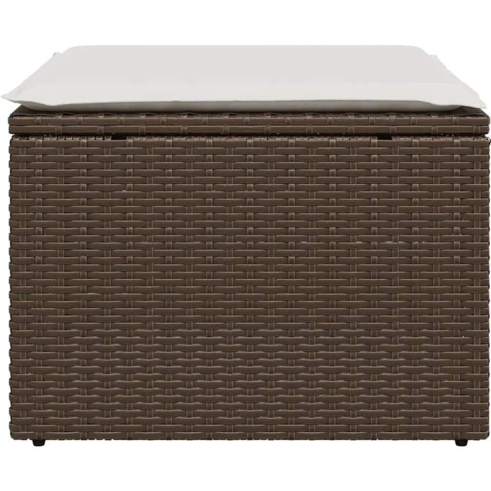vidaXL Tuinkruk met kussen 55x55x37 cm poly rattan bruin, foto 4