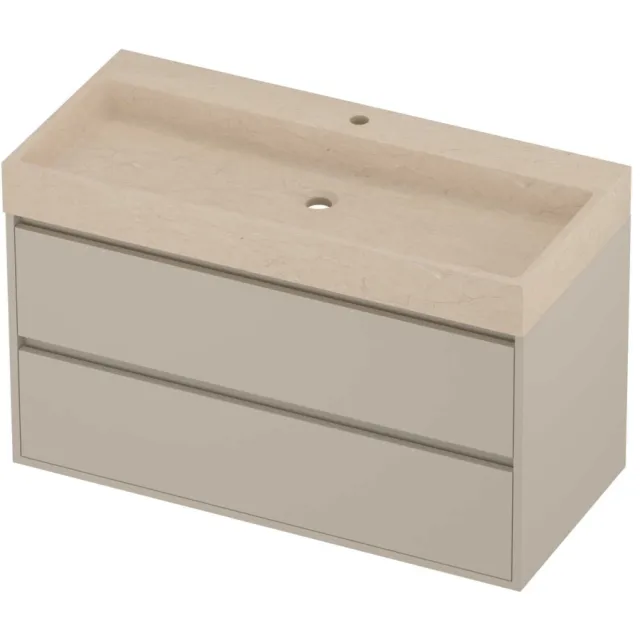 Proline Evoli Badmeubelset Hardsteen Loft 1 Kraangat Greeploos 100x46x62 cm Sand Stone Soft Linen Beige