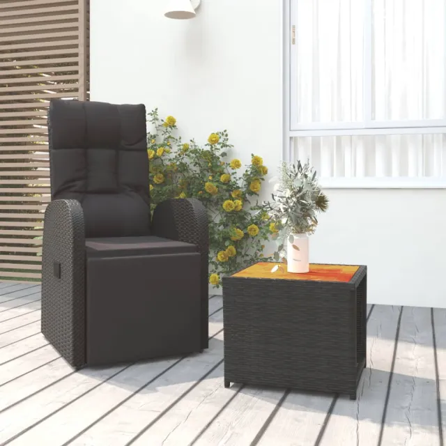 vidaXL 2-delige Loungeset poly rattan en massief acaciahout zwart, foto 2