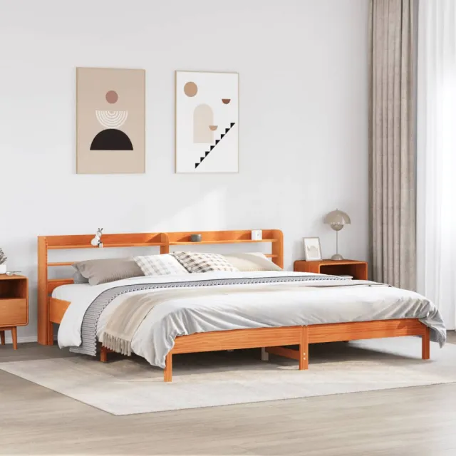 vidaXL Bedframe zonder matras massief grenenhout wasbruin 200x200 cm bruin