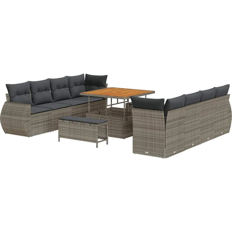 vidaXL Tuin Sofa Set 11 st Grijs poly rattan, foto 4