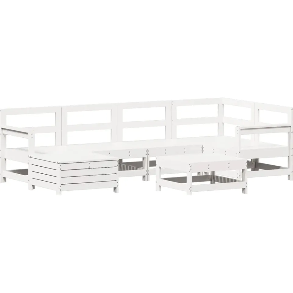 vidaXL 7-delige Loungeset massief grenenhout wit, foto 3