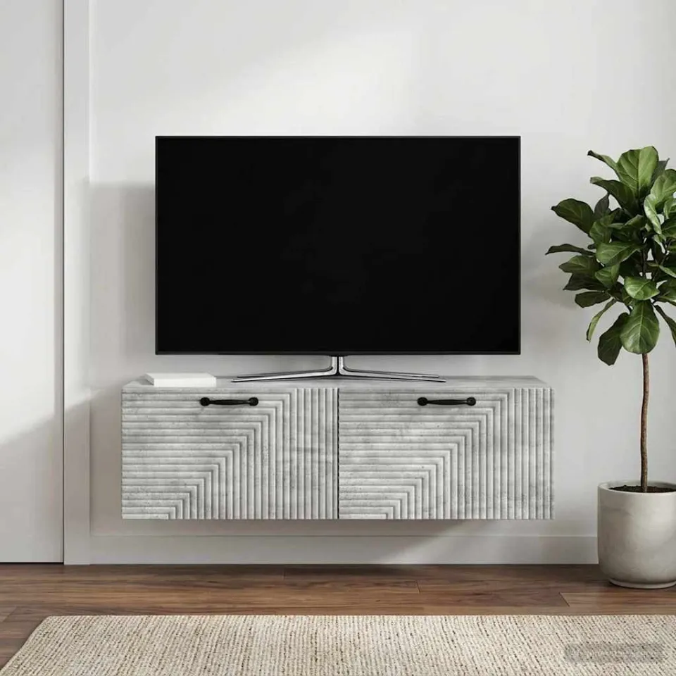 vidaXL Wandbeugel TV-kast Betongrijs 98 x 41 x 30 cm Bewerkt hout grijs, foto 4