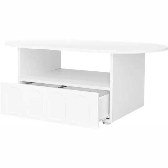 Ropilly Salontafel Wolkvormig - Met Lade en Open Vak - Spaanplaat - Woonkamer - Wit