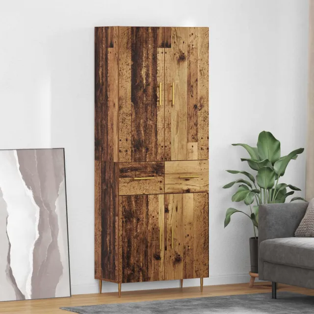 vidaXL Highboard Oud Hout 69,5 x 34 x 180 cm Bewerkt hout Bruin