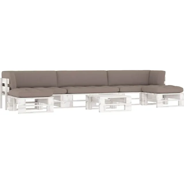 vidaXL 6-delige Loungeset pallet met kussens wit geïmpregneerd hout