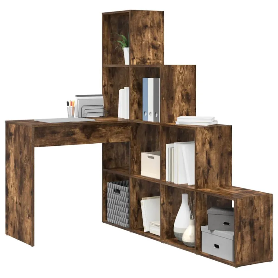 vidaXL Hoekbureau Gerookt eiken 101,5 x 149,5 x 149,5 cm Bewerkt hout, foto 3