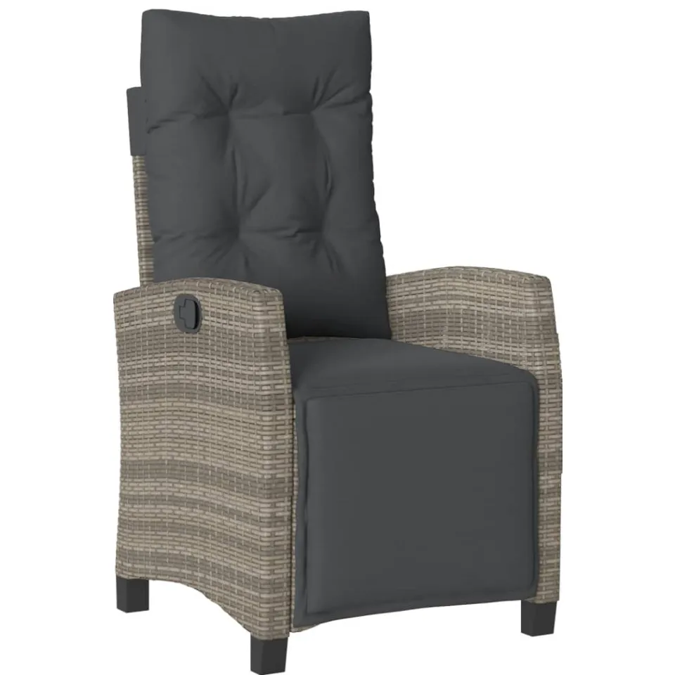 vidaXL 7-delige Tuinset met kussens poly rattan grijs
