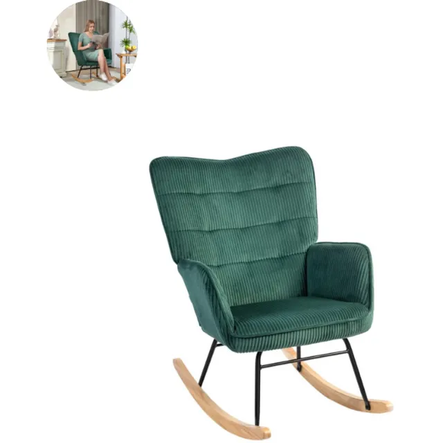 GranMaison Fauteuil - Relaxstoel - Relaxfauteuil - Stoel - Met armleuning - Voor één Persoon - Donkergroen