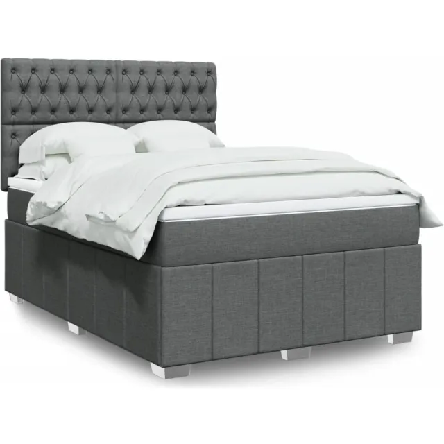 vidaXL Boxspring met matras stof donkergrijs 140x190 cm grijs