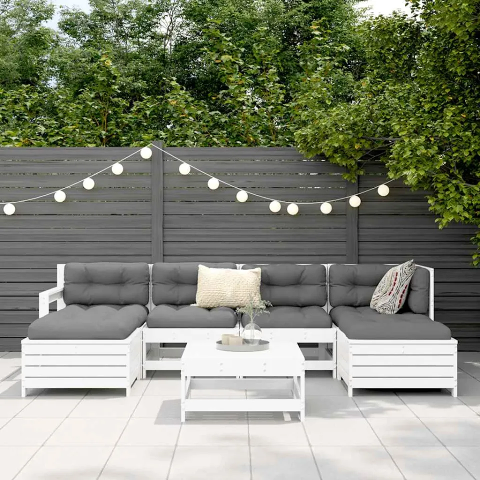 vidaXL 7-delige Loungeset massief grenenhout wit, foto 2