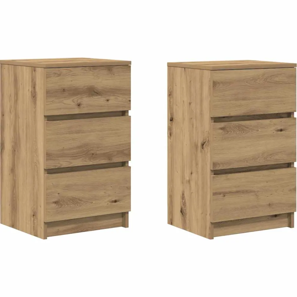 vidaXL Nachtkastjes 3 lades 2 st 39x35x65 cm ambachtelijk eikenkleurig Bruin