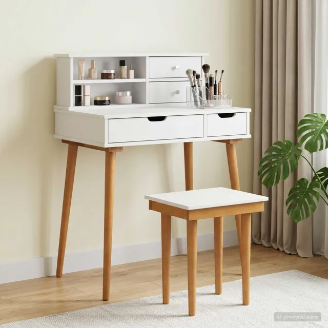 vidaXL Toilettafel Set FAUSKE 3 st Wit 76 x 50 x 103,5 cm, foto 2