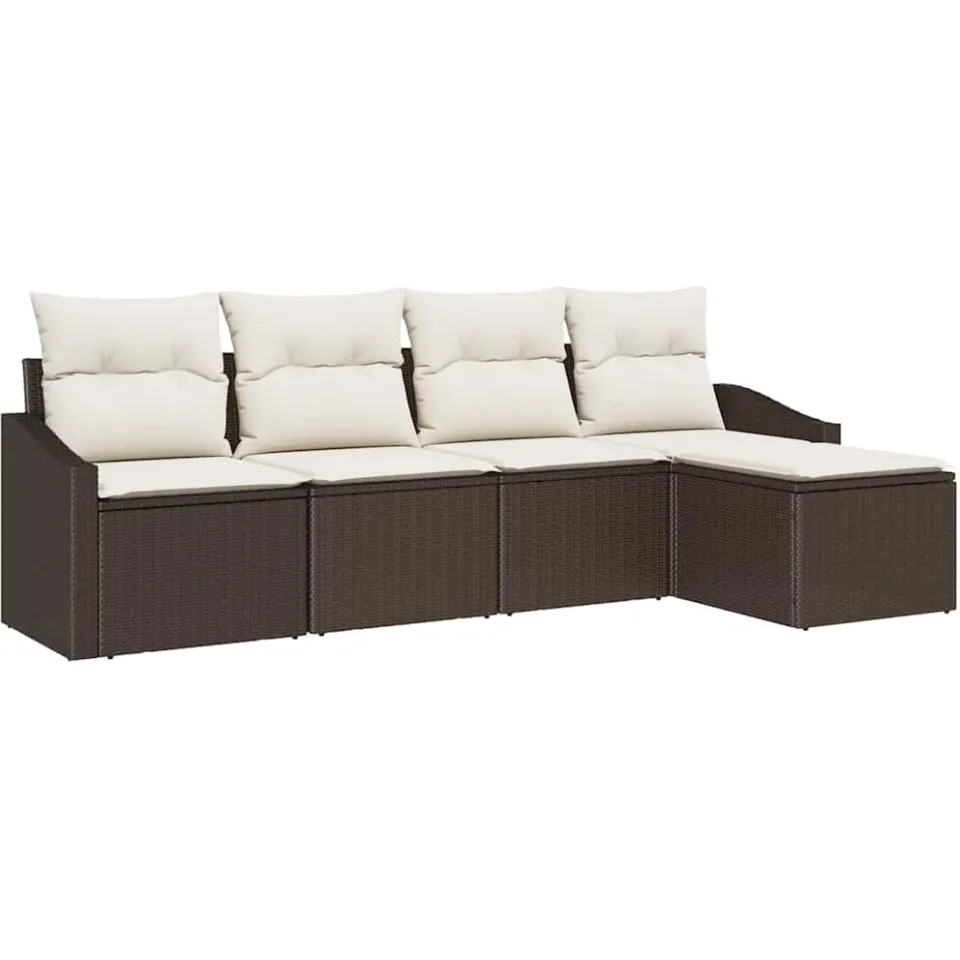 vidaXL Bankstel 5 st Bruin en Crème poly rattan
