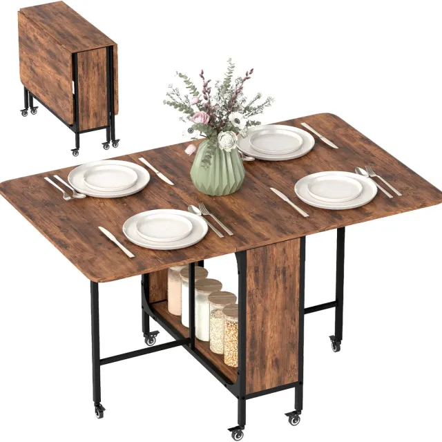 Homcom opklapbare eettafel - spaanplaat - 130x80x74cm - rustbruin