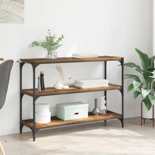 vidaXL Boekenkast Oud hout 100 x 33 x 70,5 cm Gemonteerd hout en ijzer bruin, foto 2