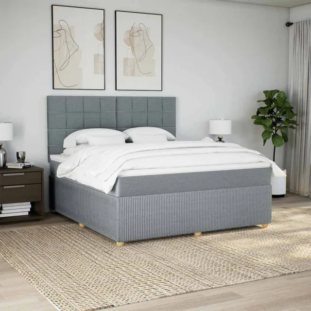 vidaXL Boxspring met matras stof lichtgrijs 180x200 cm grijs