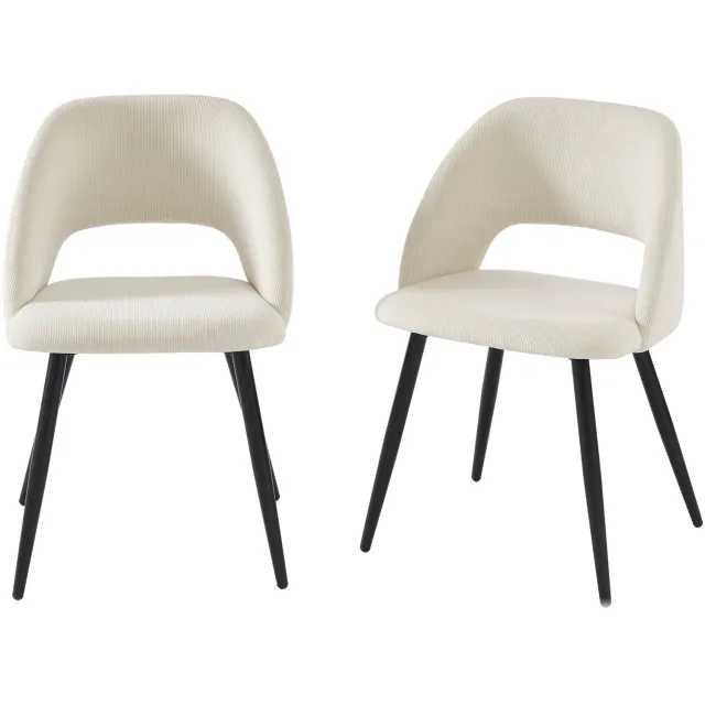 BAITA BAÏTA - VINTAGE - Eetkamerstoelen - Set van 2 - Ribfluweel - Beige crème Wit