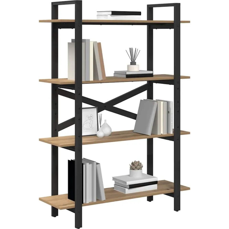 vidaXL Boekenkast 4-laags 100 x 33,5 x 140 cm Bewerkt hout Bruin