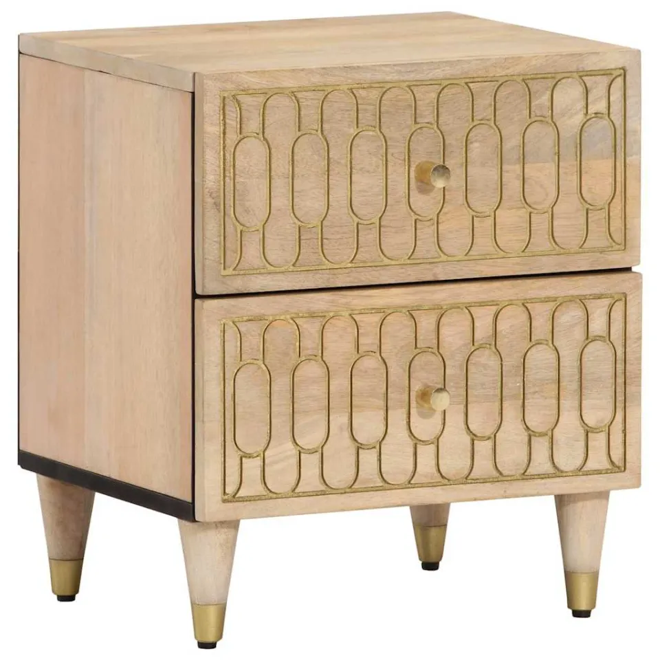 vidaXL Nachtkastjes 2 st 40x33x46 cm massief mangohout bruin