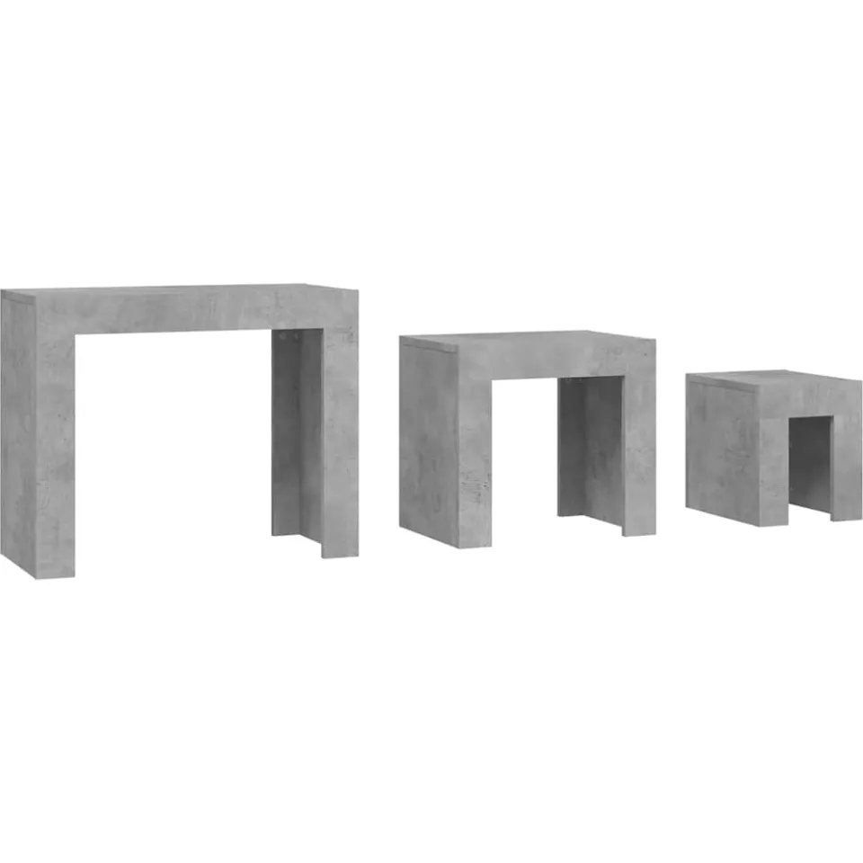 vidaXL 3-delige Tafeltjesset bewerkt hout betongrijs grijs, foto 4