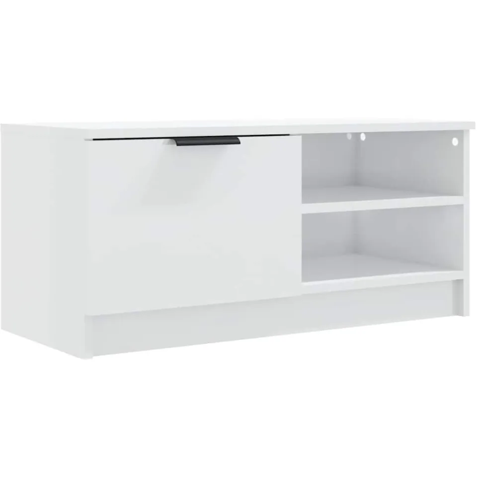 vidaXL Tv-meubel 80x35x36,5 cm bewerkt hout hoogglans wit, foto 3