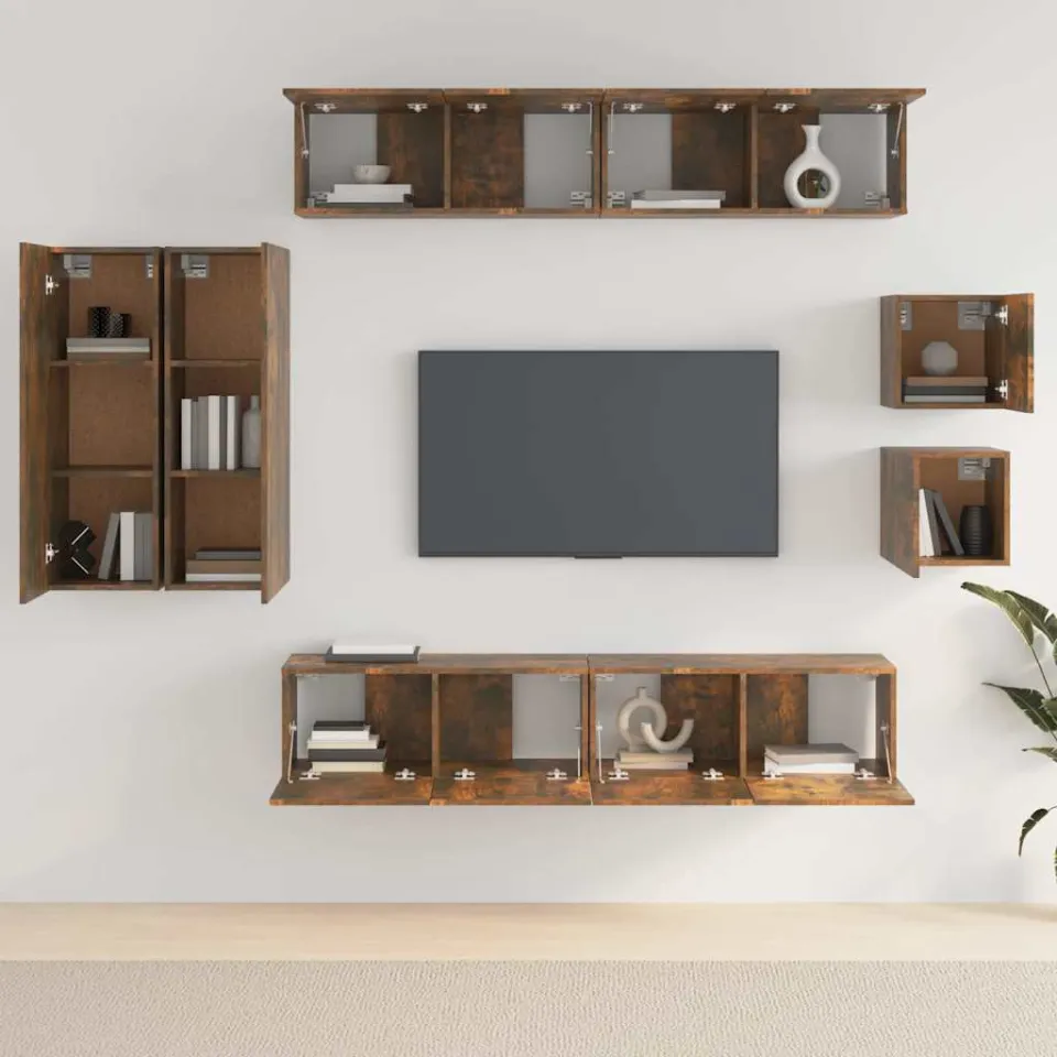 vidaXL 8-delige Tv-meubelset bewerkt hout gerookt eikenkleurig, foto 4