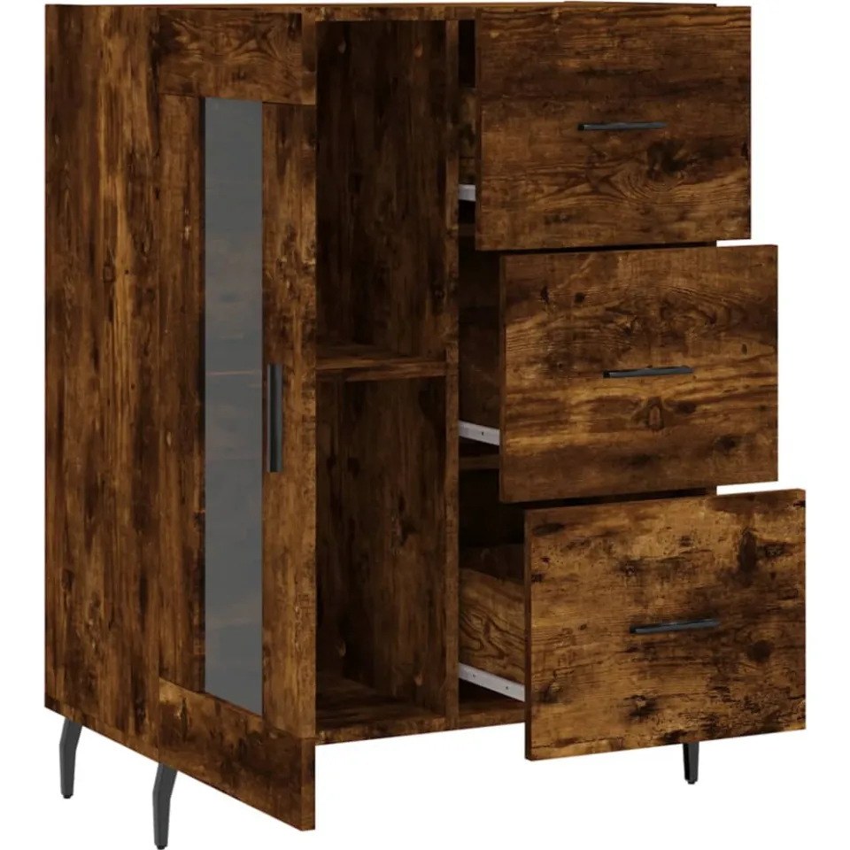 vidaXL Dressoir 69,5x34x90 cm bewerkt hout gerookt eikenkleurig, foto 4