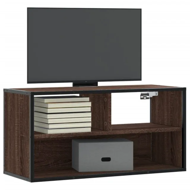 vidaXL Tv-meubel 80x31x39,5 cm bewerkt hout metaal bruin eikenkleurig