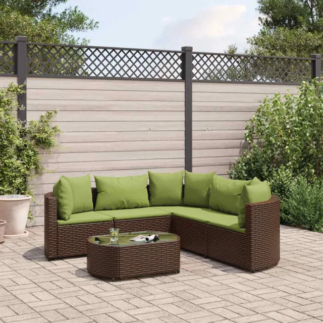 vidaXL 6-delige Loungeset met kussens poly rattan bruin, foto 2