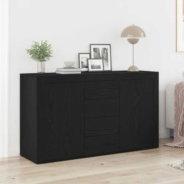 vidaXL Dressoir Zwart Eiken 120 x 36 x 69 cm Bewerkt hout, foto 2